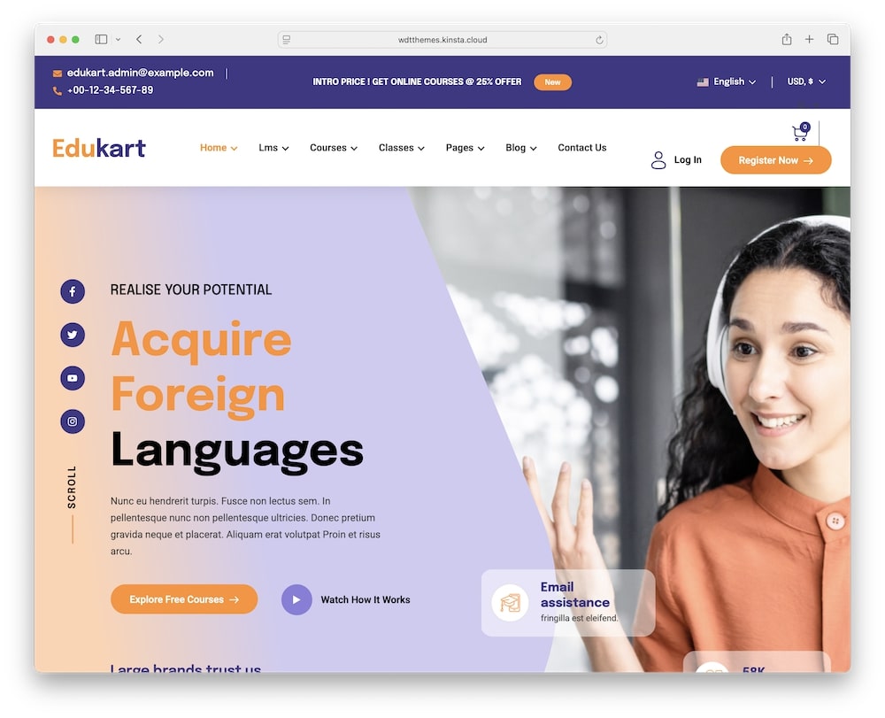 edukart wordpress theme online education websites