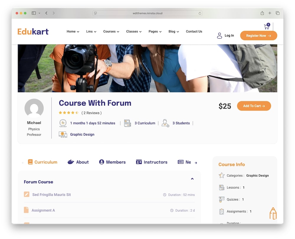 edukart wordpress theme tutor lms support