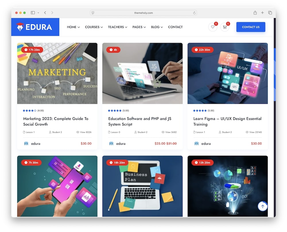 edura wordpress theme lms integration