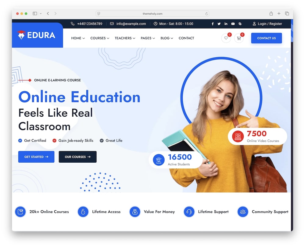edura wordpress theme online courses and education