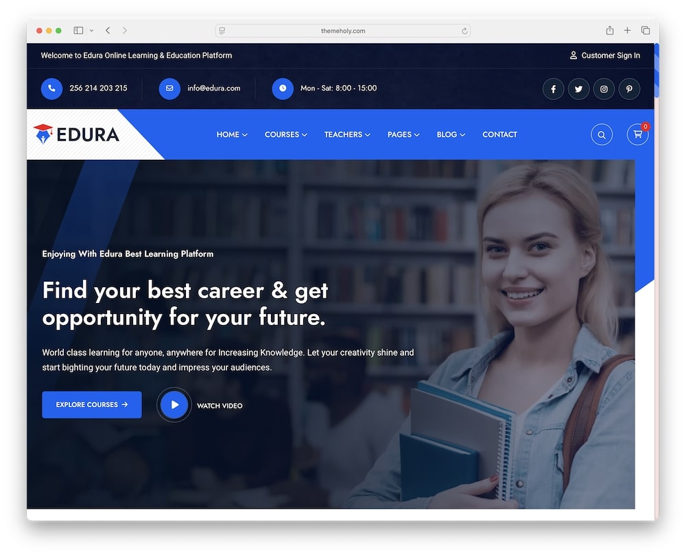 edura wordpress theme predefined demos