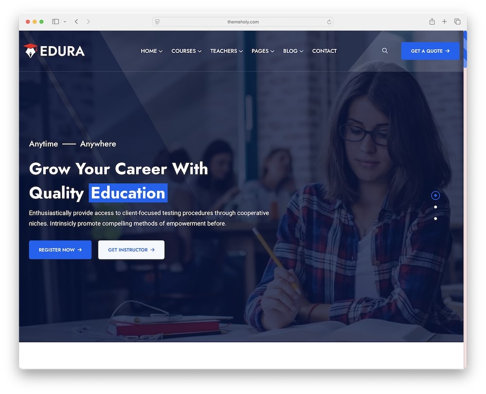 edura wordpress theme test