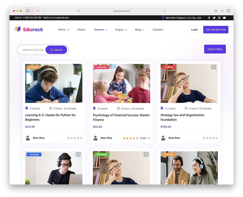 edurock wordpress theme lms integration