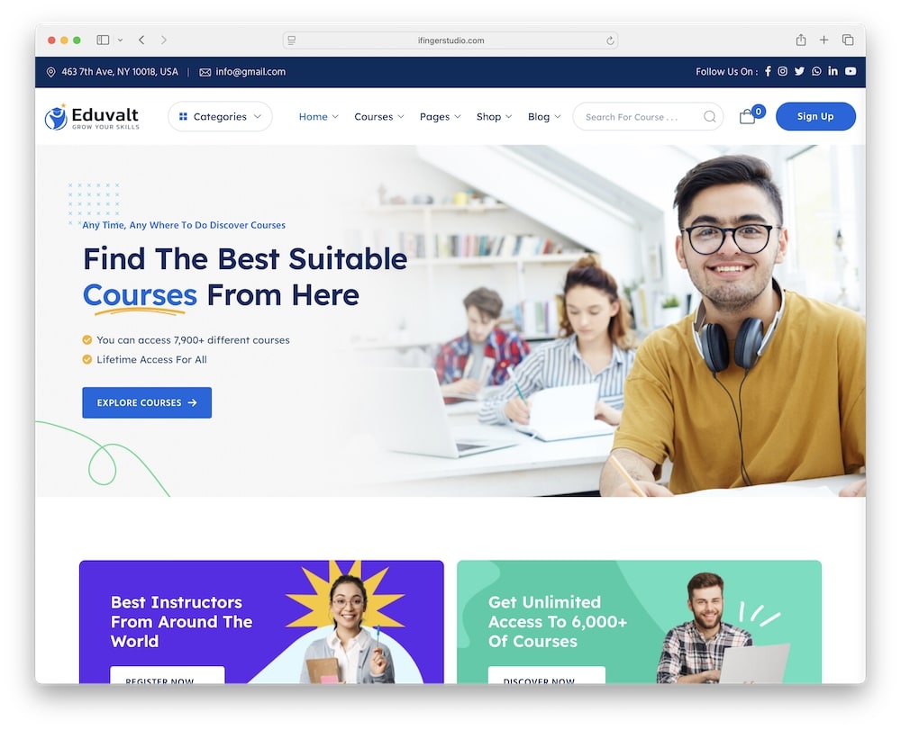 eduvalt wordpress theme one-click demo import