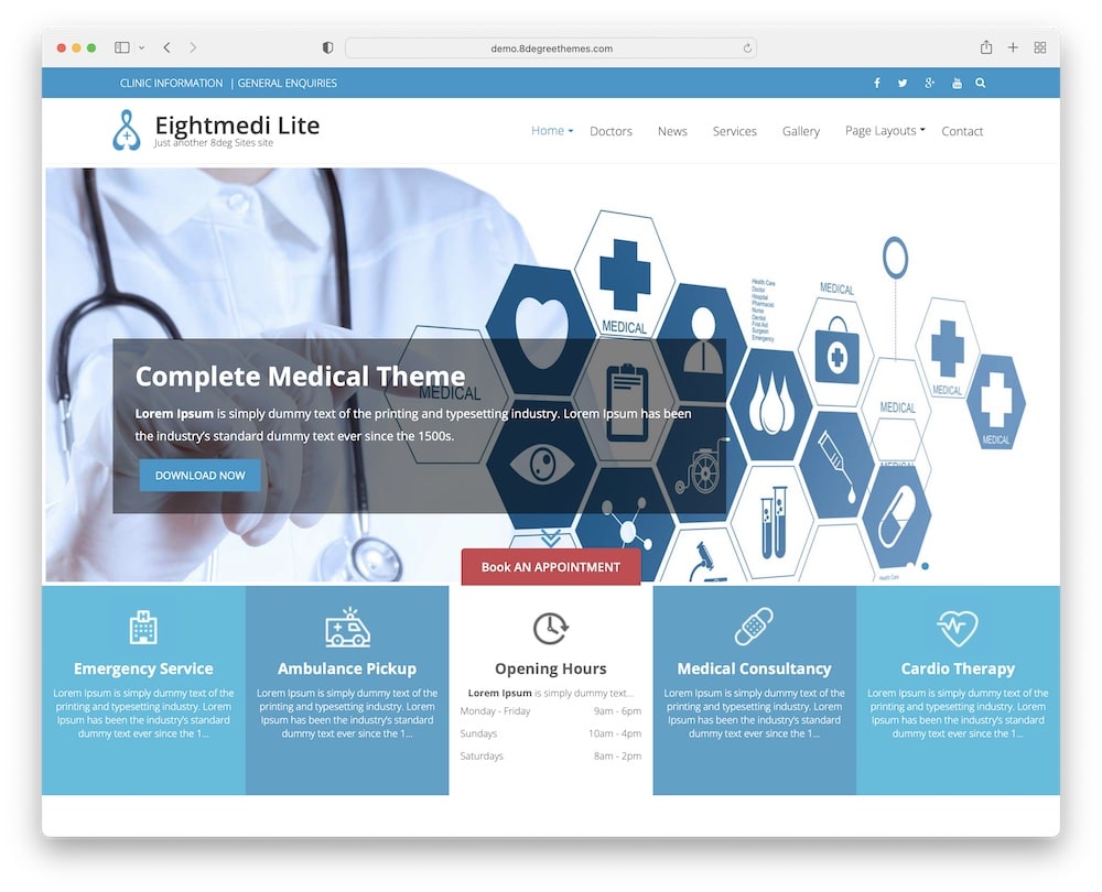 eightmedi lite free medical wordpress theme