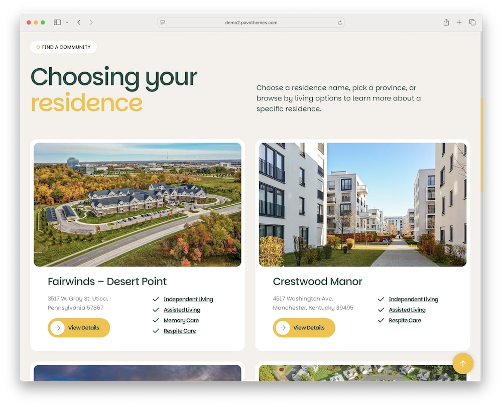 eldcare wordpress theme community and activity showcase