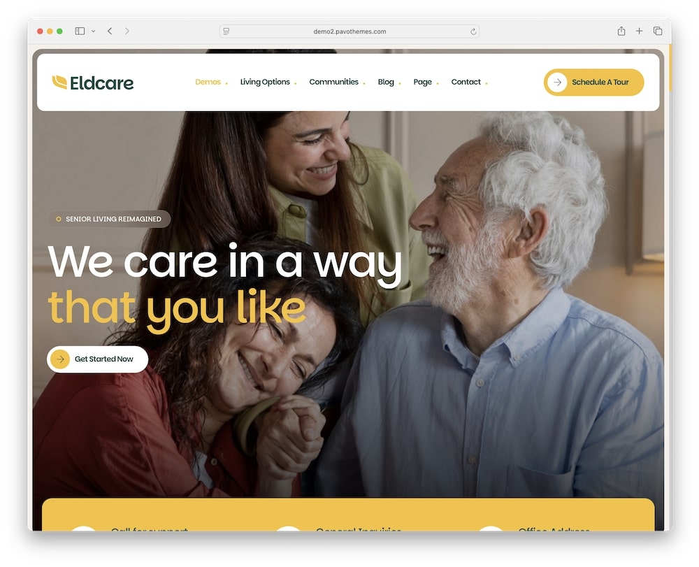 eldcare wordpress theme one click demo import