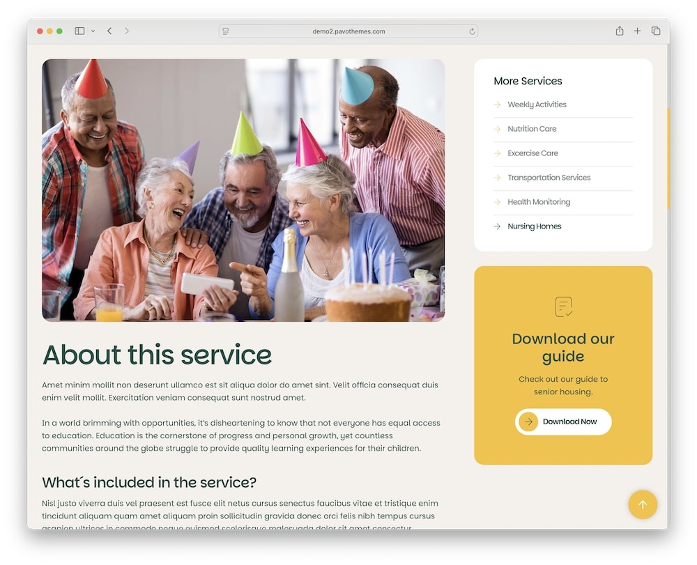eldcare wordpress theme test