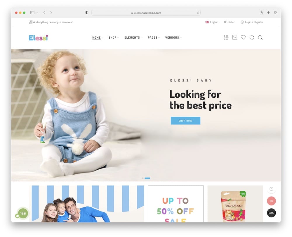 elessi wordpress baby shop theme