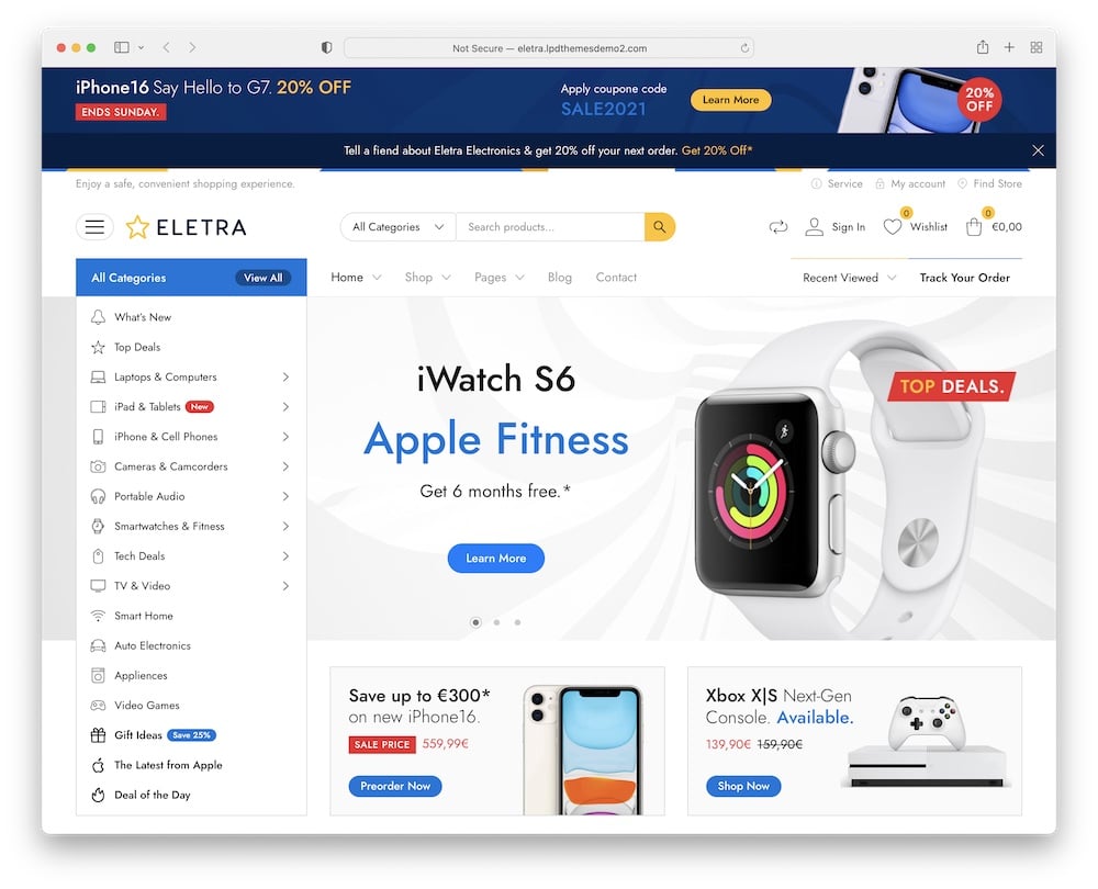 eletra electronics marketplace wordpress theme