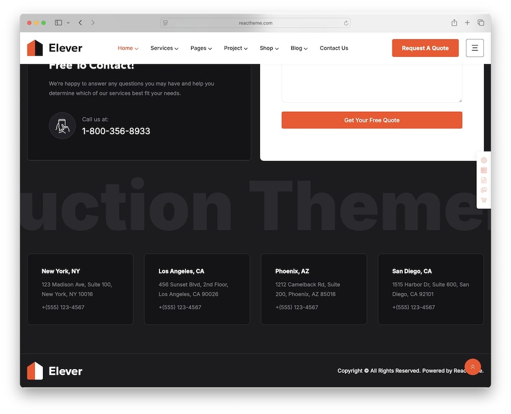 elever wordpress theme footer builder