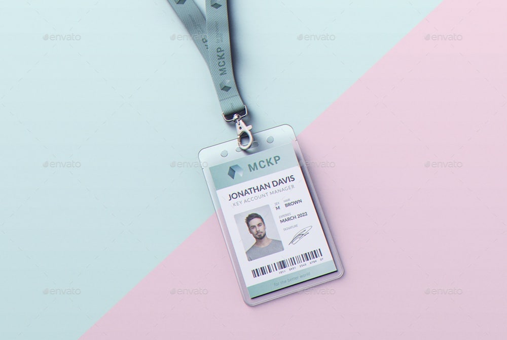 employee id card holder mockup