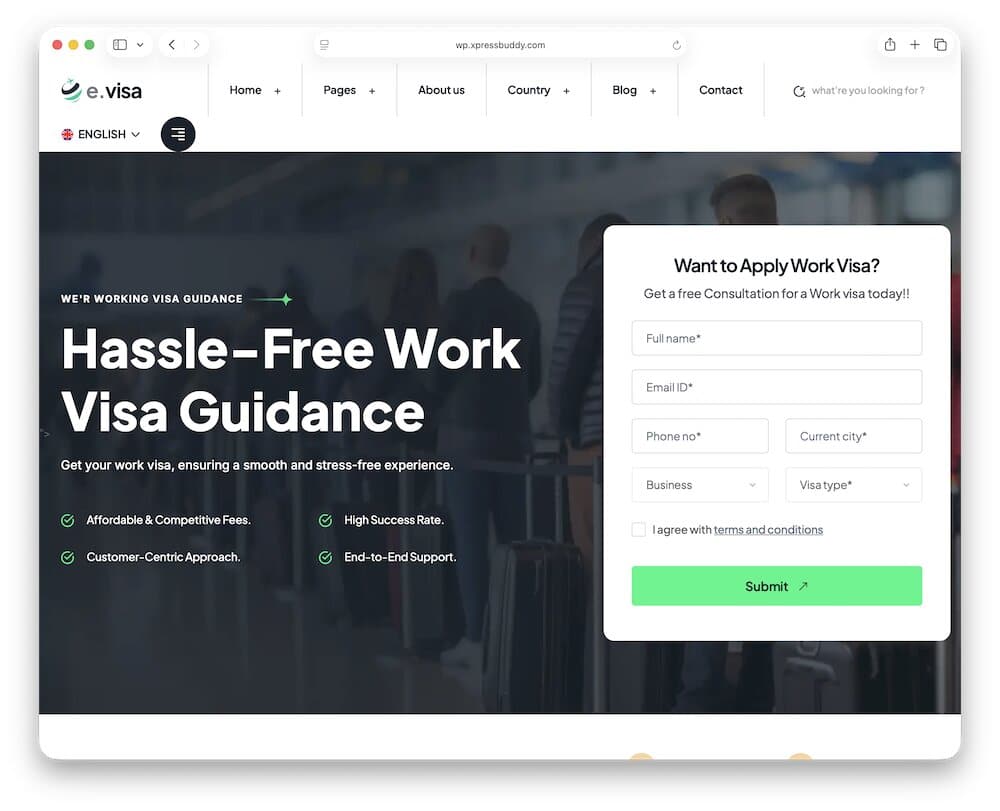 evisa immigration wordpress theme