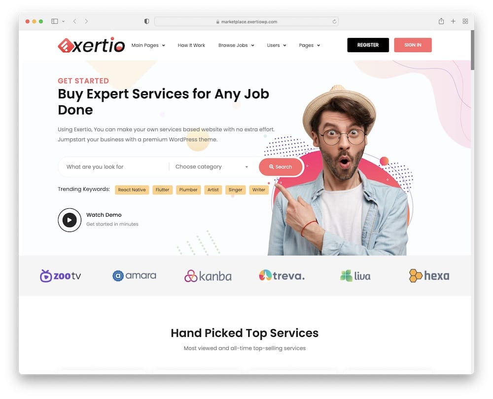 exertio freelance marketplace directory wp theme