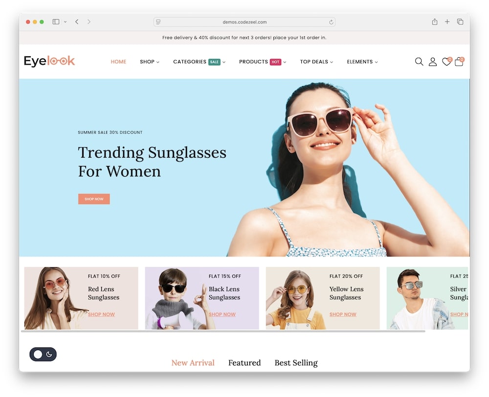 eyelook wordpress theme for sunglasses and eyewear stores