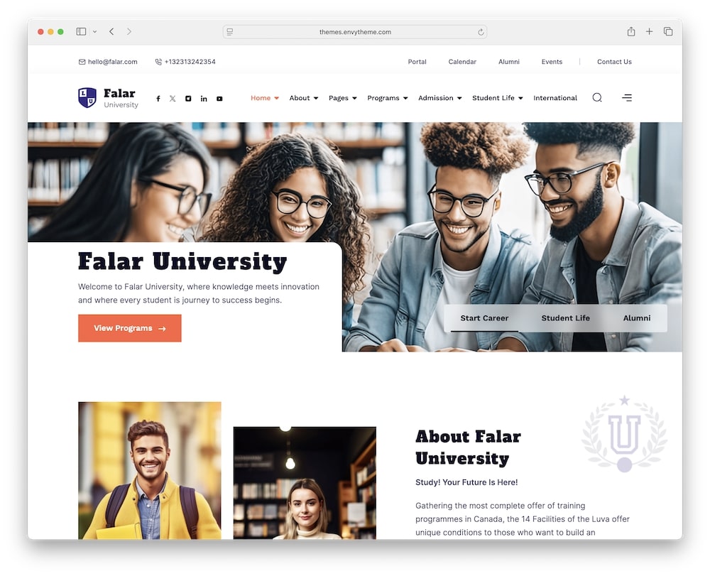falar wordpress theme education centric design