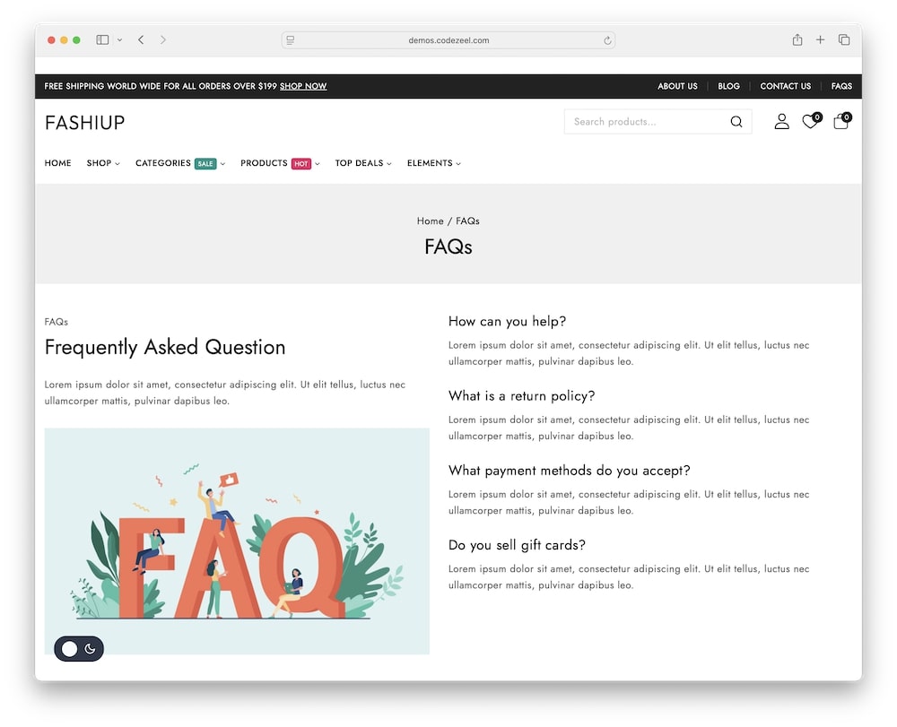 fashiup wordpress theme unlimited styling