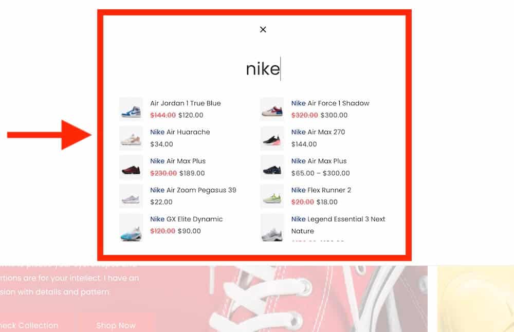 fast shoe search and easy navigation