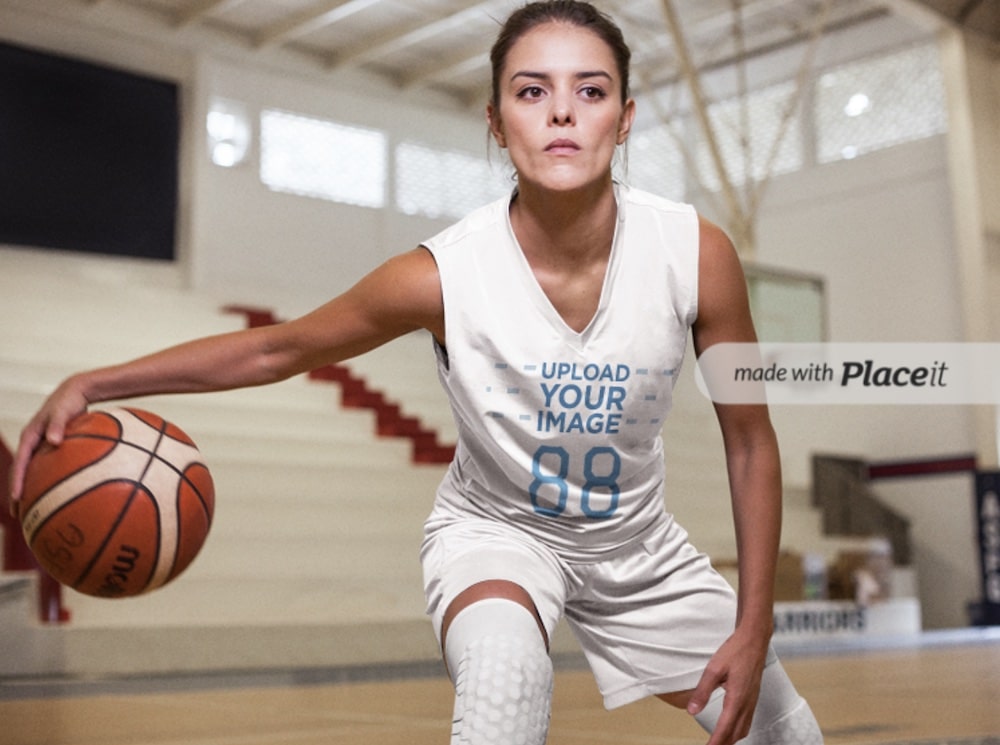 female basketball jersey mockup