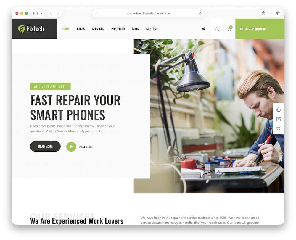 fixtech wordpress mobile repair theme