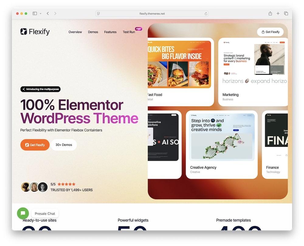 flexify wordpress theme elementor builder