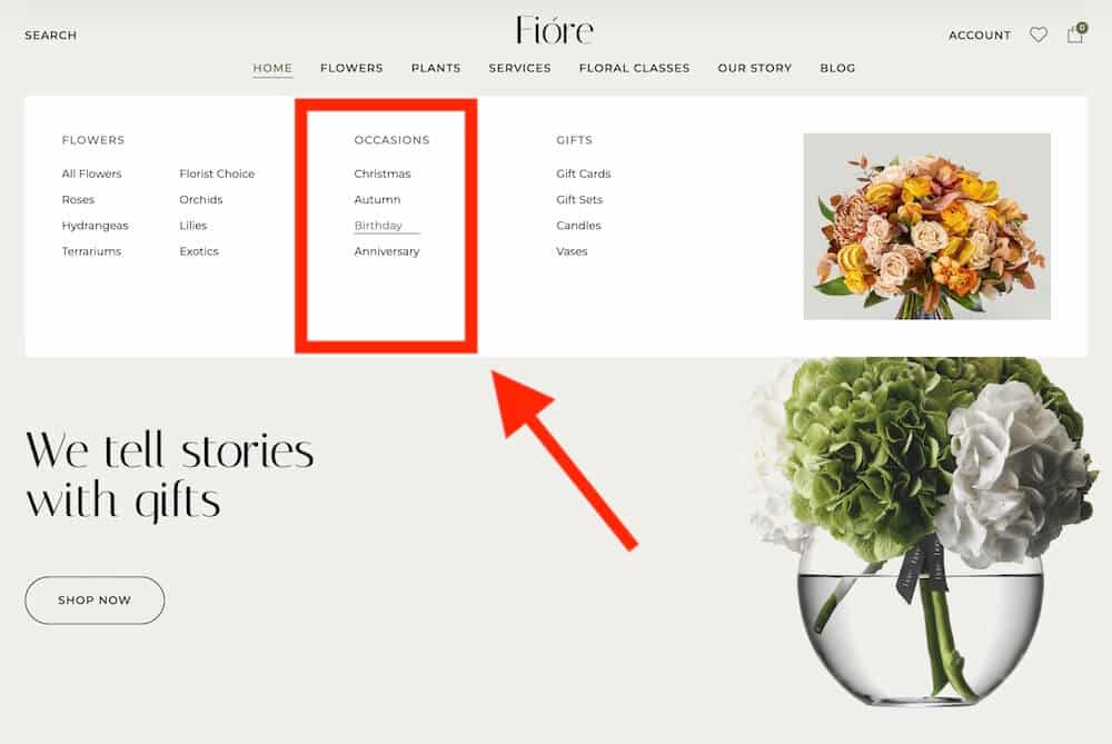 flower shop by occasion