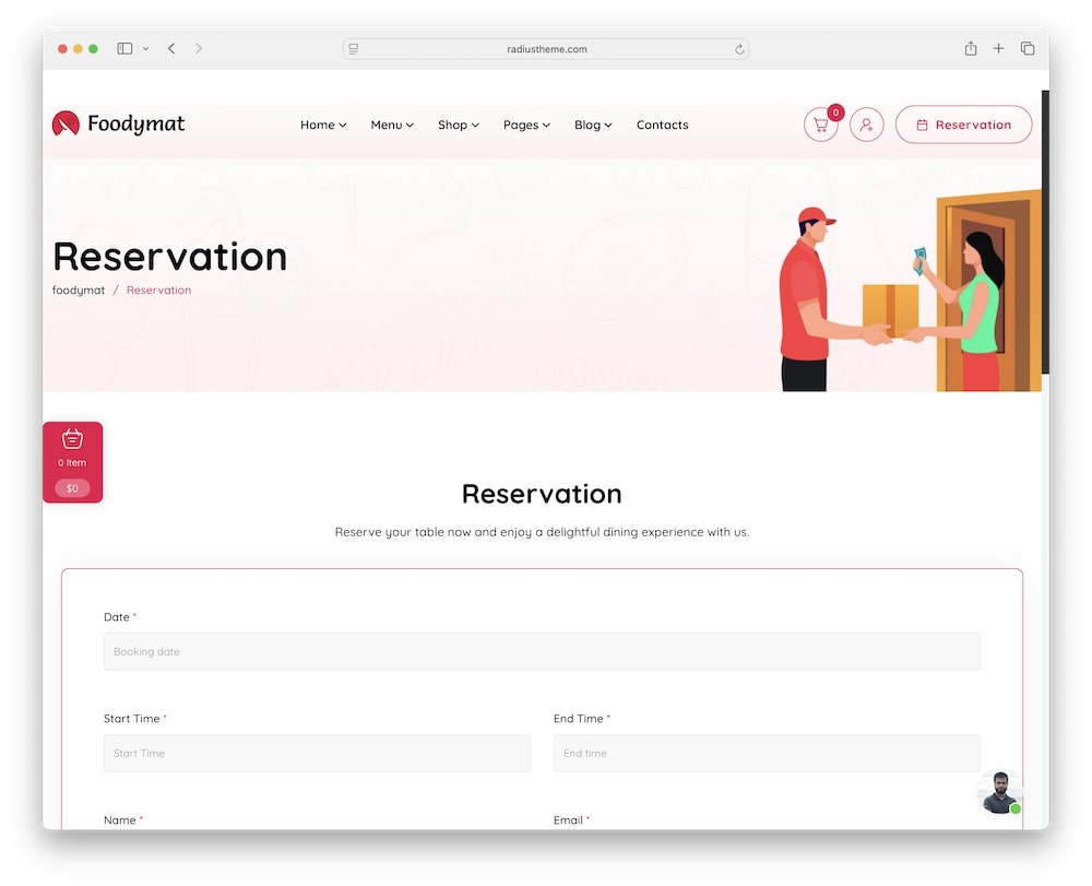 foodymat wordpress theme table reservation system