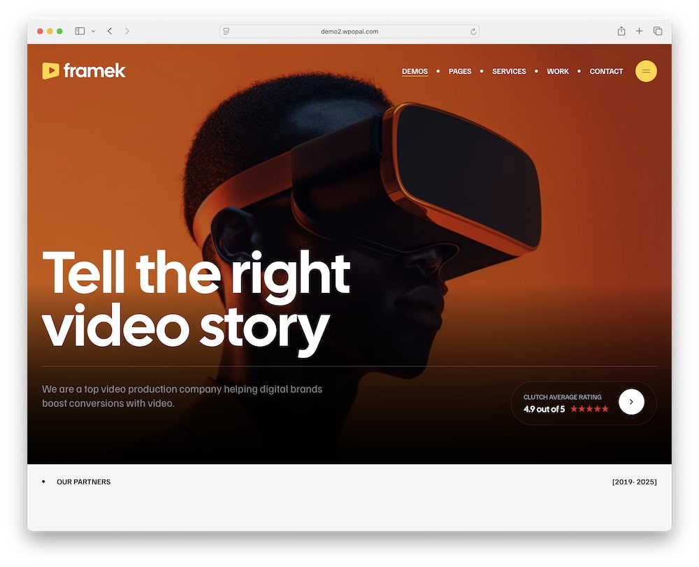 framek wordpress video production filmmaking theme