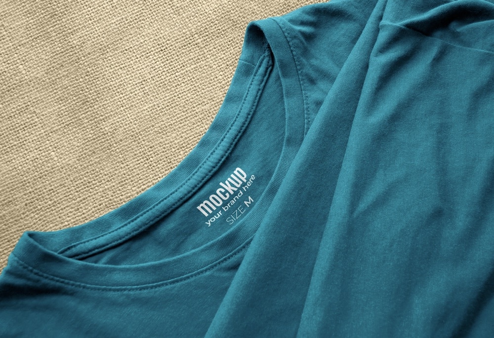 free t-shirt inner printed label mockup