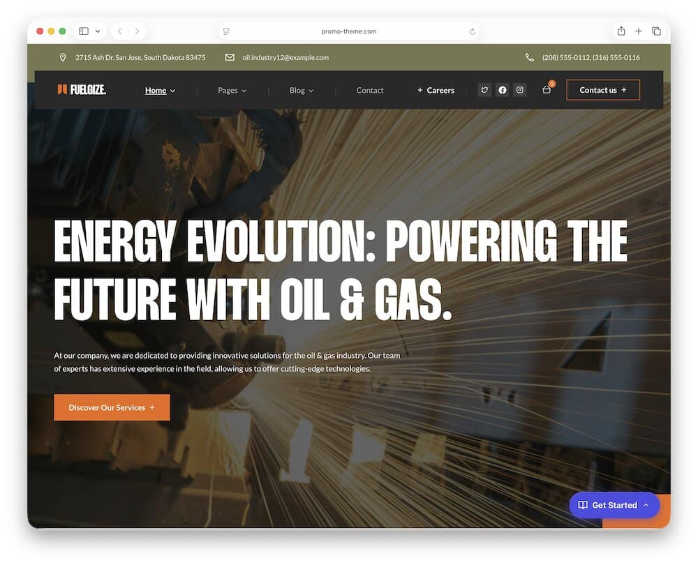 fuelgize oil gas wordpress theme