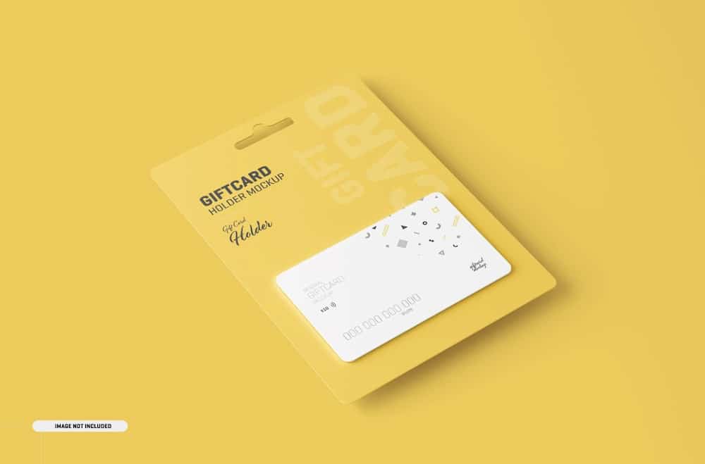 gift card with holder mockup free psd