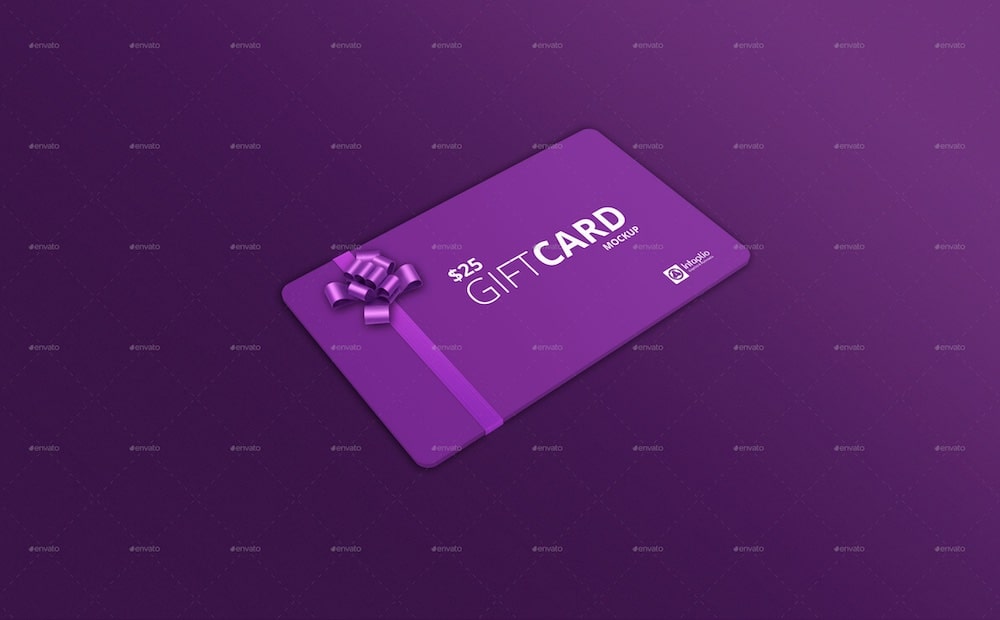 gift card with ribbon mockup