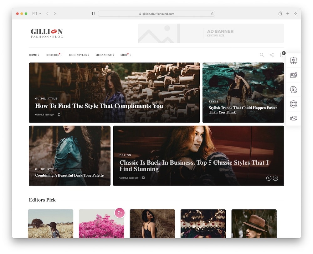 gillion wordpress fashion blog theme