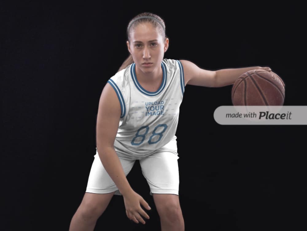 girl playing basketball mockup