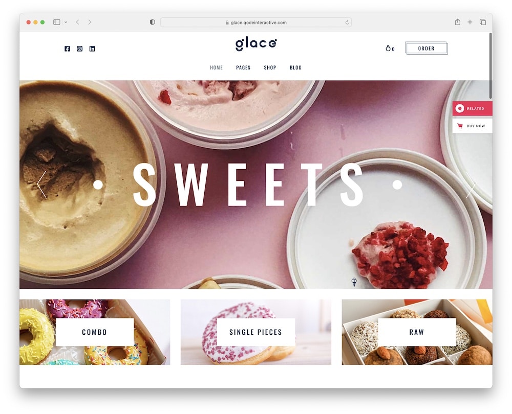 glace sweets store wordpress theme