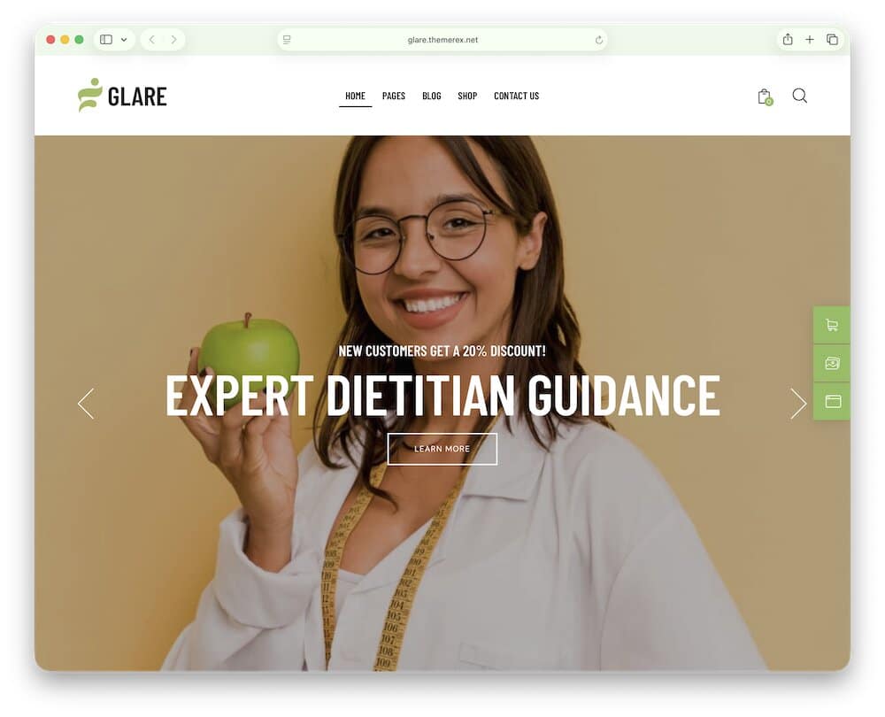 glare dietitian wordpress theme