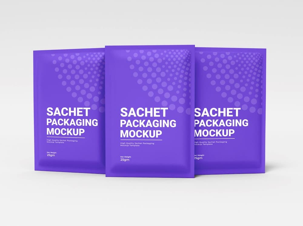 glossy foil sachet packaging mockup