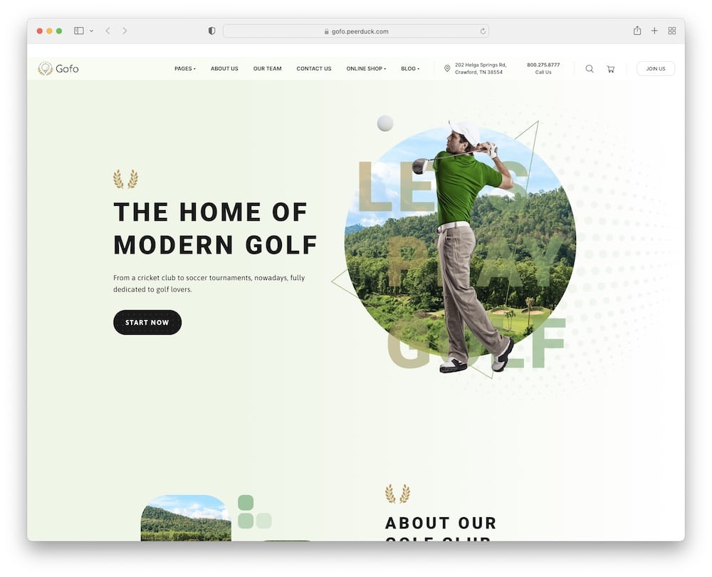 gofo wordpress golf club theme