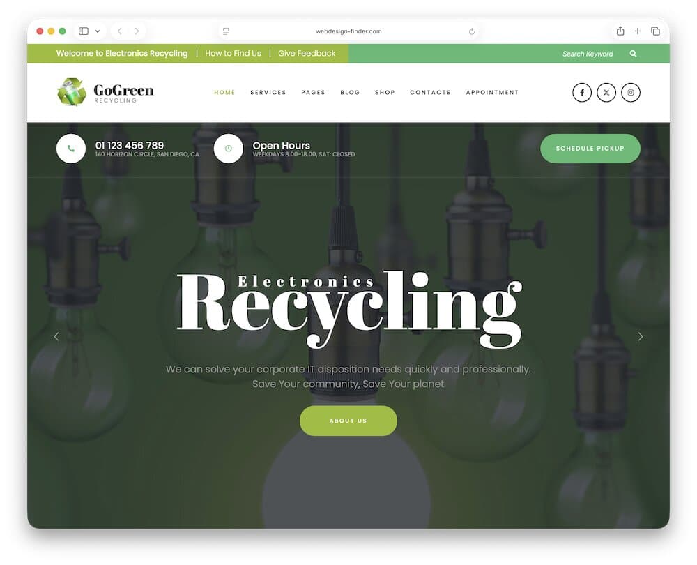 gogreen recycling wordpress theme