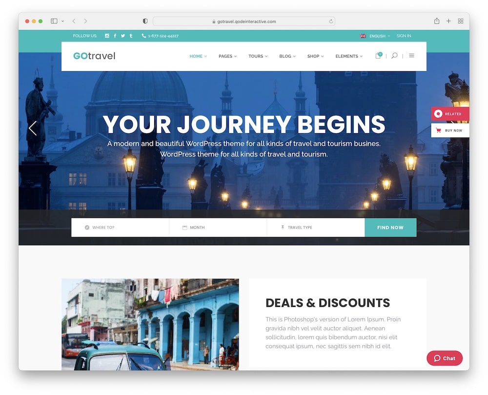 gotravel travel agency wordpress theme