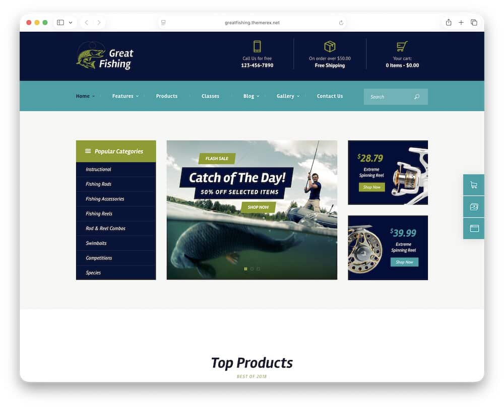 great fishing store wordpress theme