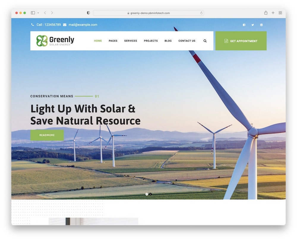 greenly wordpress ecology solar energy theme