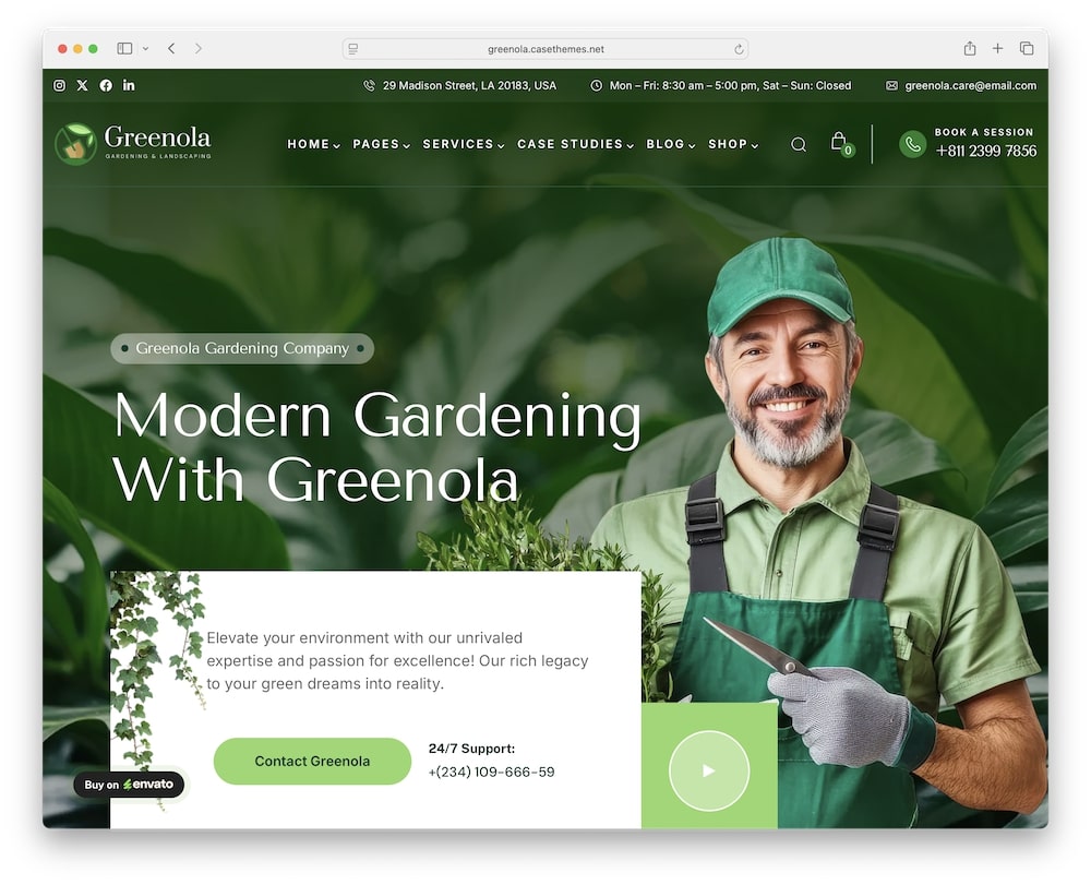 greenola wordpress theme for gardening and landscaping