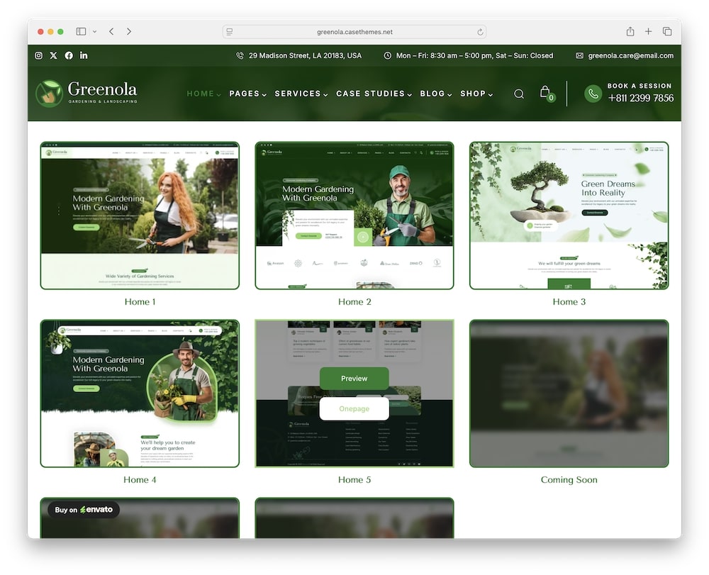 greenola wordpress theme predefined demos