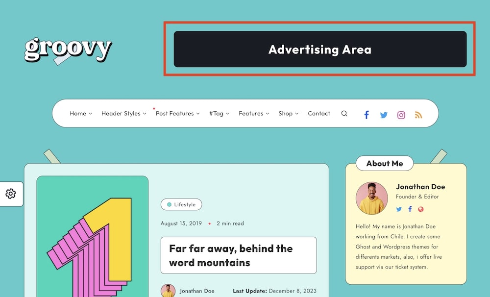 groovy theme dedicated ad placements