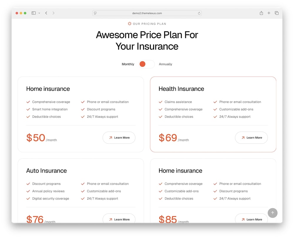 growsee wordpress theme service pricing tables