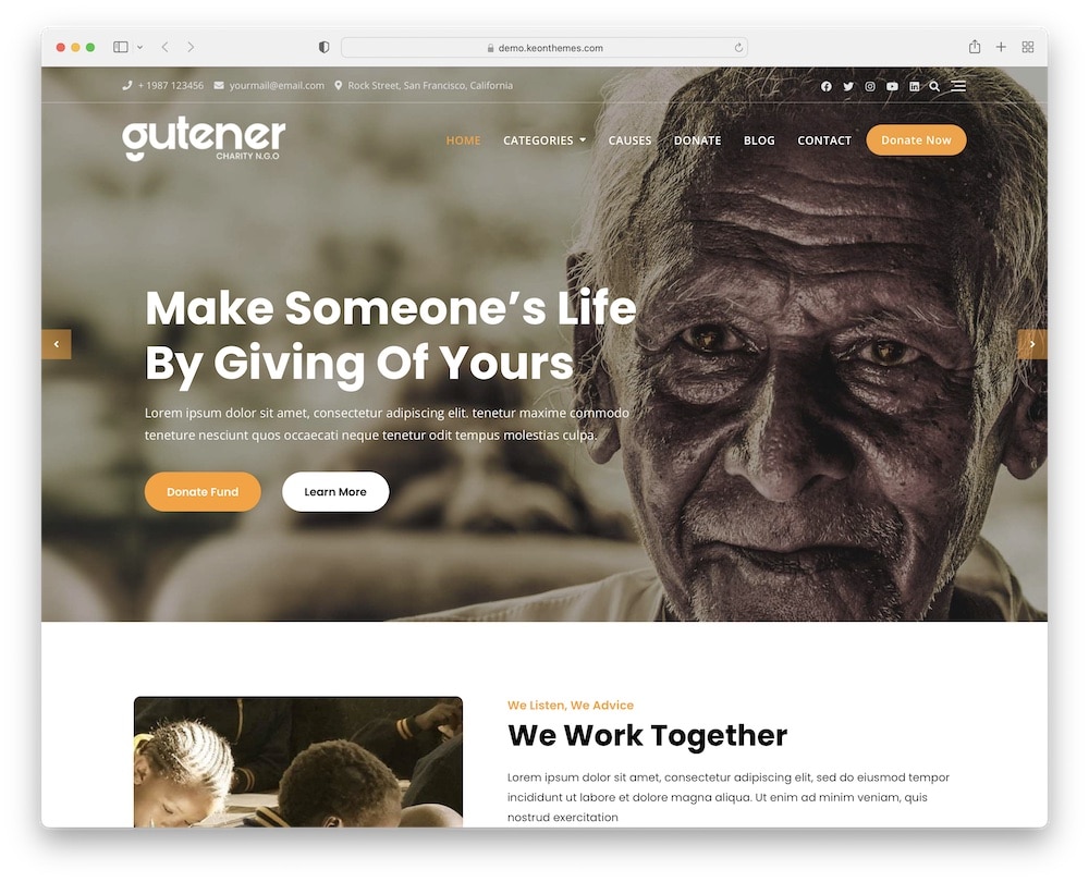 gutener charity ngo free wp theme