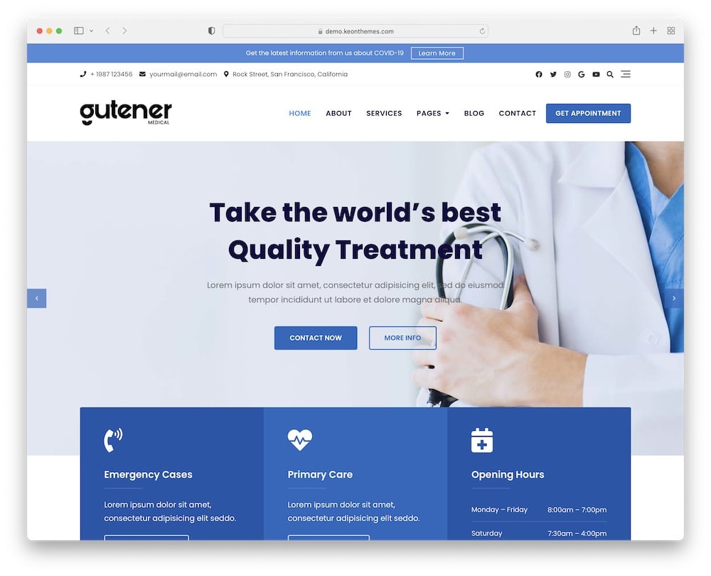 gutener medical free wordpress theme