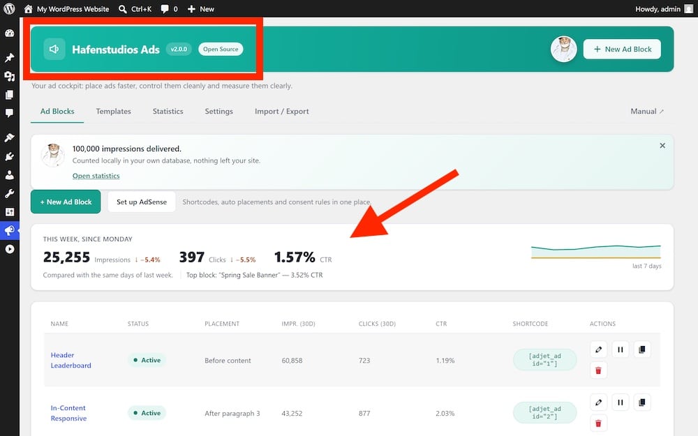 hafenstudios ads adjet wp plugin