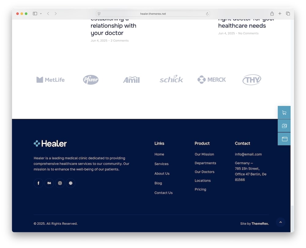 healer wordpress theme header and footer builder